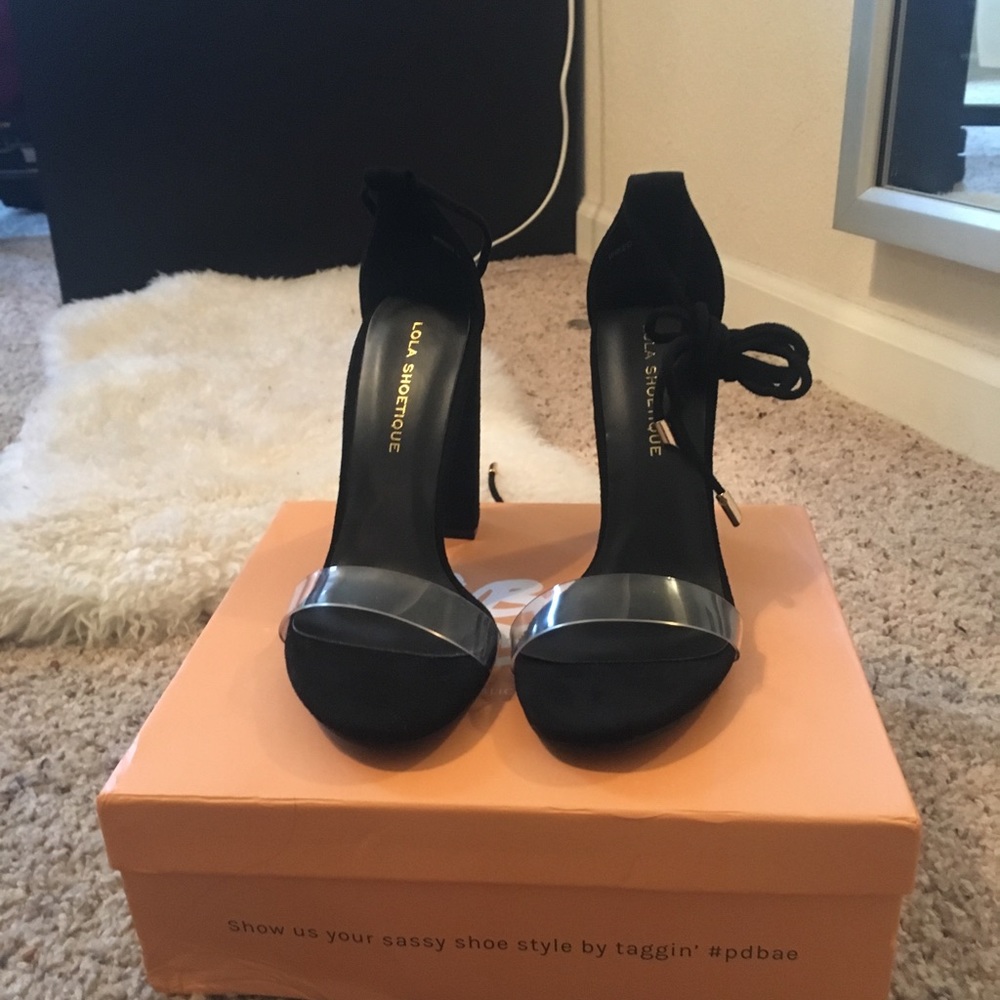 Public Desire Clear Strap Chunky  Pumps. Size 9